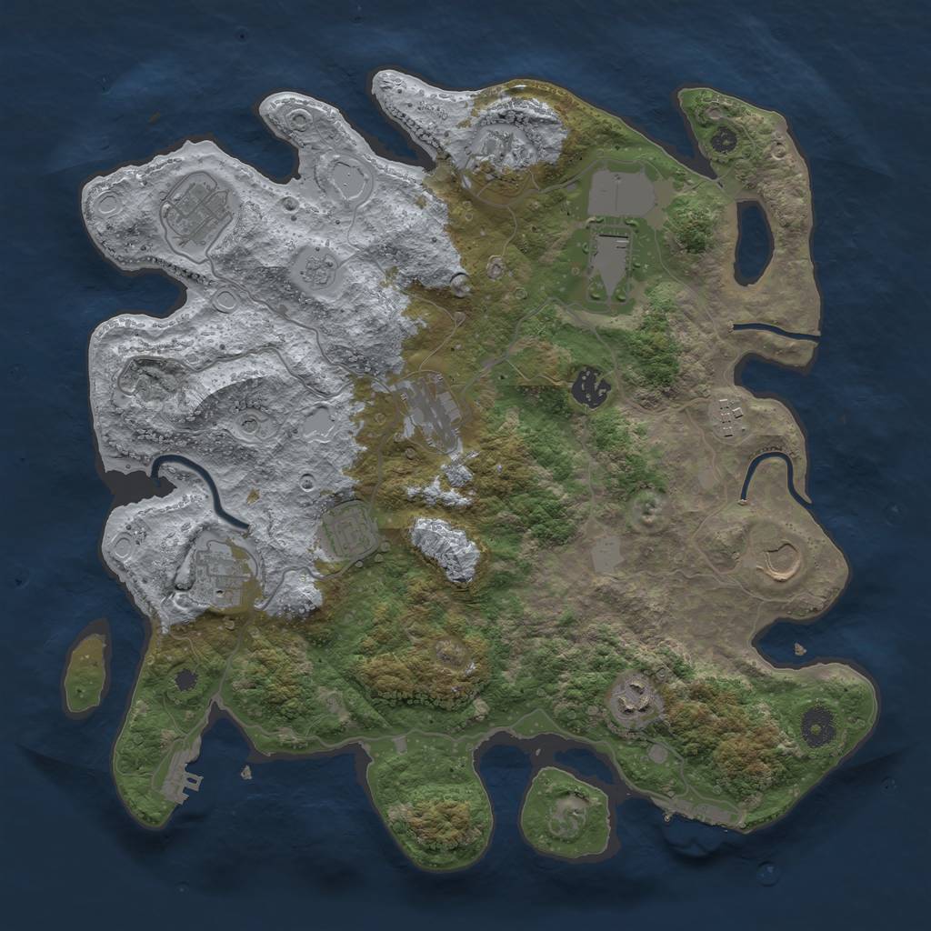 Rust Map: Procedural Map, Size: 3700, Seed: 516295, 19 Monuments