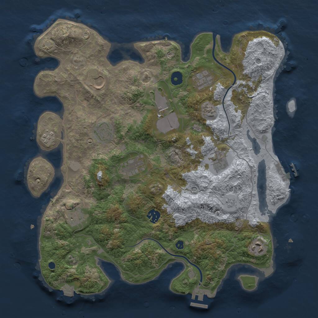 Rust Map: Procedural Map, Size: 3700, Seed: 558176364, 16 Monuments