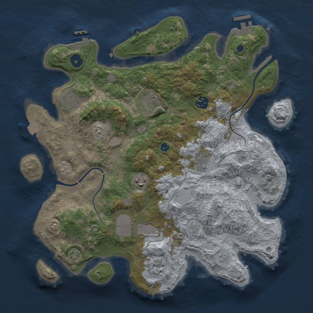 Rust Map: Procedural Map, Size: 3700, Seed: 924052, 14 Monuments
