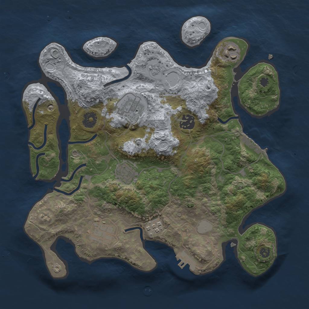 Rust Map: Procedural Map, Size: 3000, Seed: 100000069, 14 Monuments