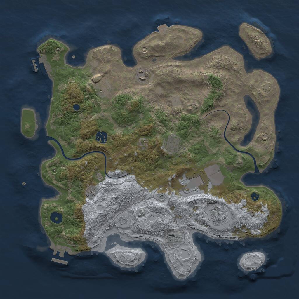 Rust Map: Procedural Map, Size: 3700, Seed: 693751, 13 Monuments