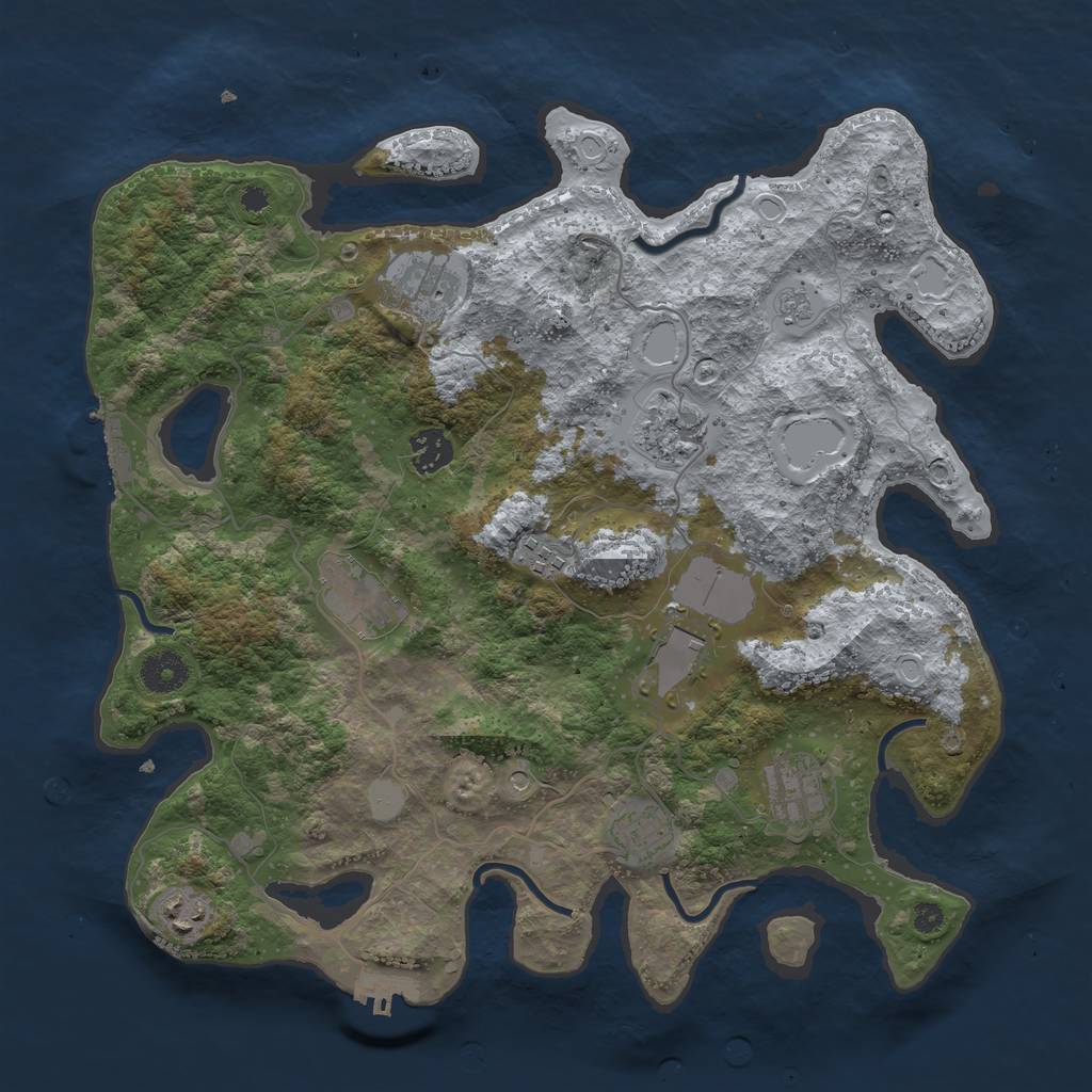 Rust Map: Procedural Map, Size: 3700, Seed: 665915, 16 Monuments