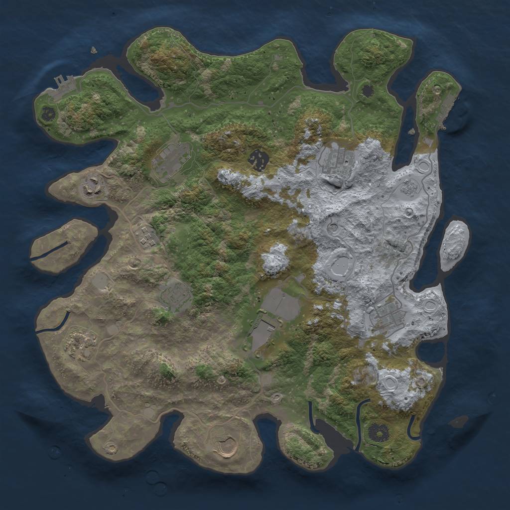 Rust Map: Procedural Map, Size: 3700, Seed: 705942, 19 Monuments