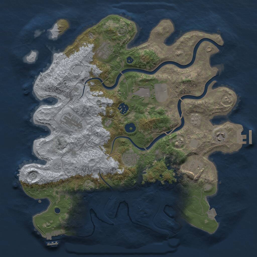 Rust Map: Procedural Map, Size: 3700, Seed: 351729, 14 Monuments