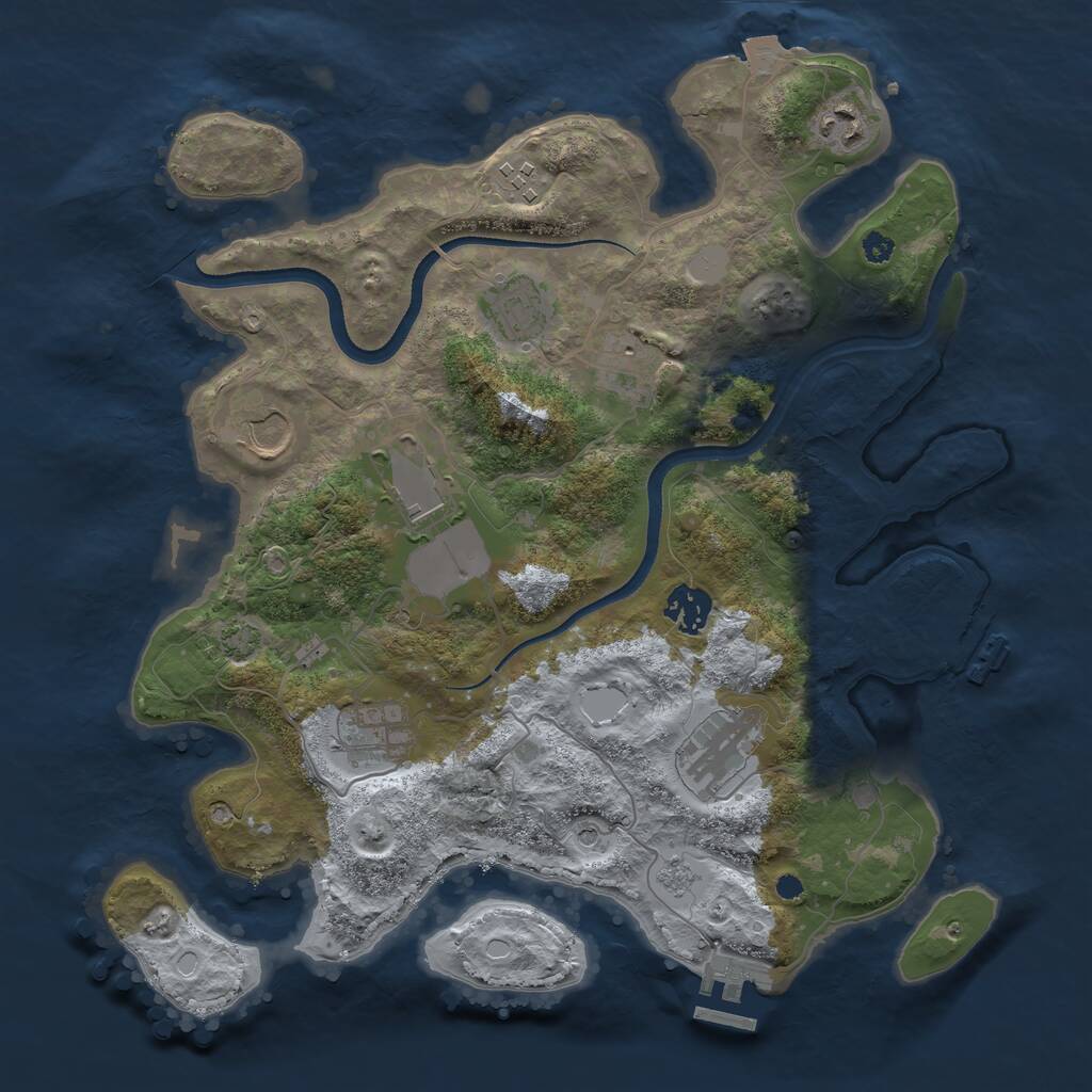 Rust Map: Procedural Map, Size: 3500, Seed: 407023072, 15 Monuments