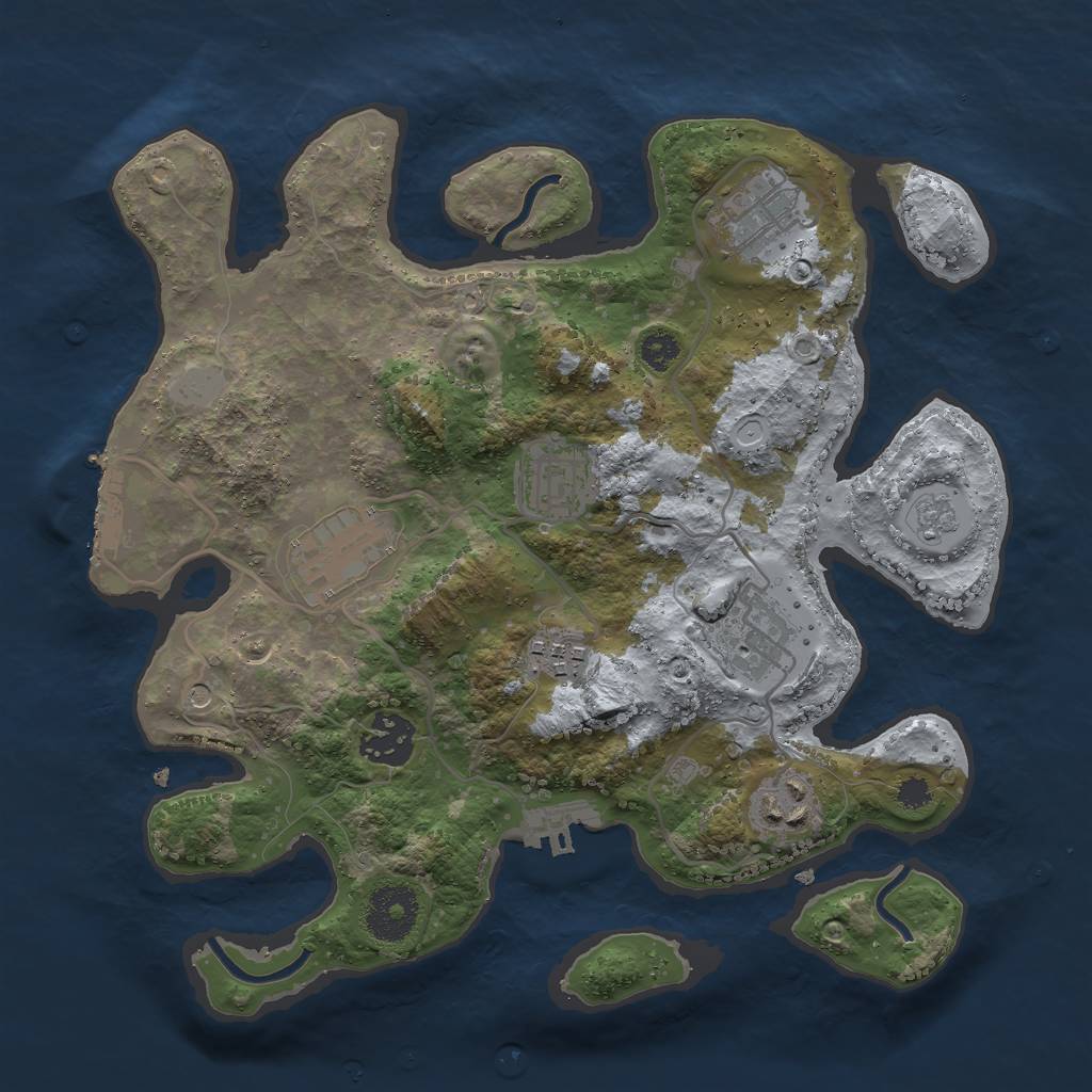 Rust Map: Procedural Map, Size: 3000, Seed: 1242400087, 14 Monuments