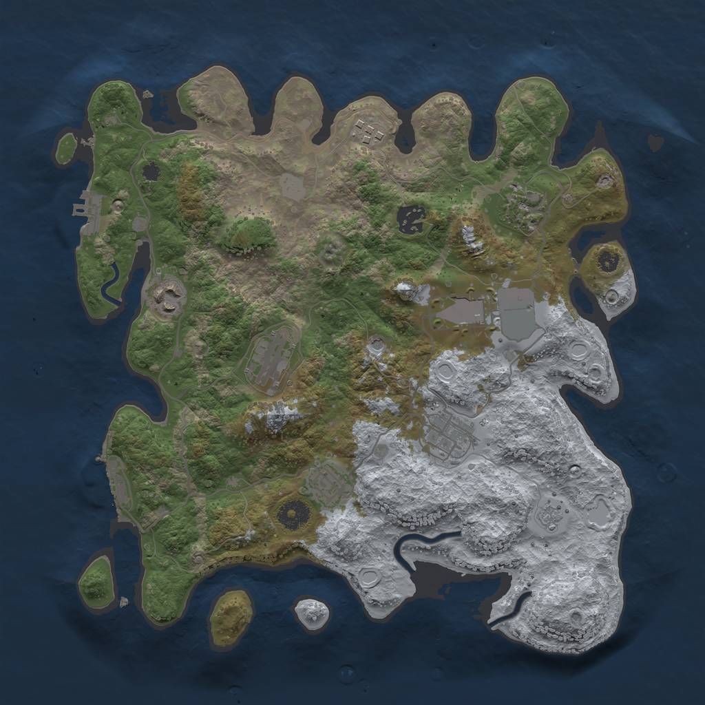 Rust Map: Procedural Map, Size: 3500, Seed: 695849880, 17 Monuments
