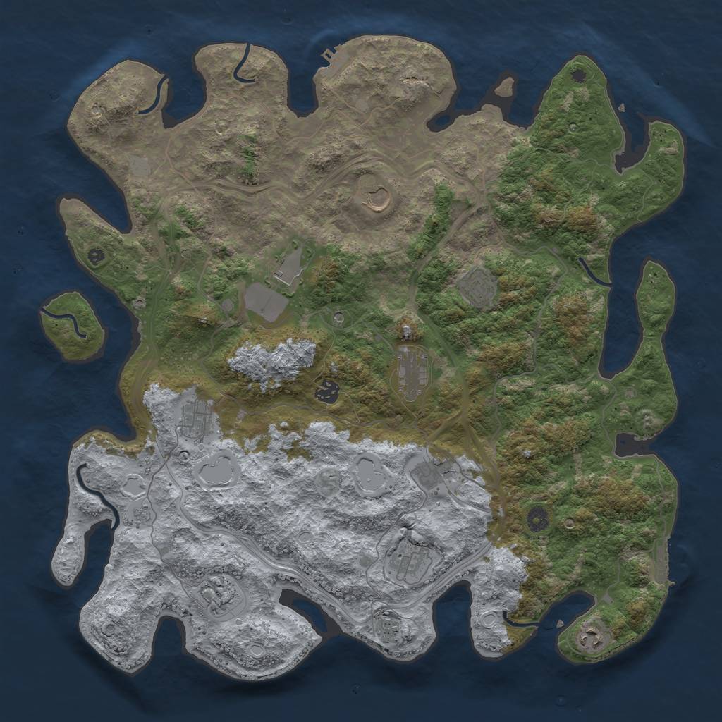Rust Map: Procedural Map, Size: 4500, Seed: 1801360469, 18 Monuments