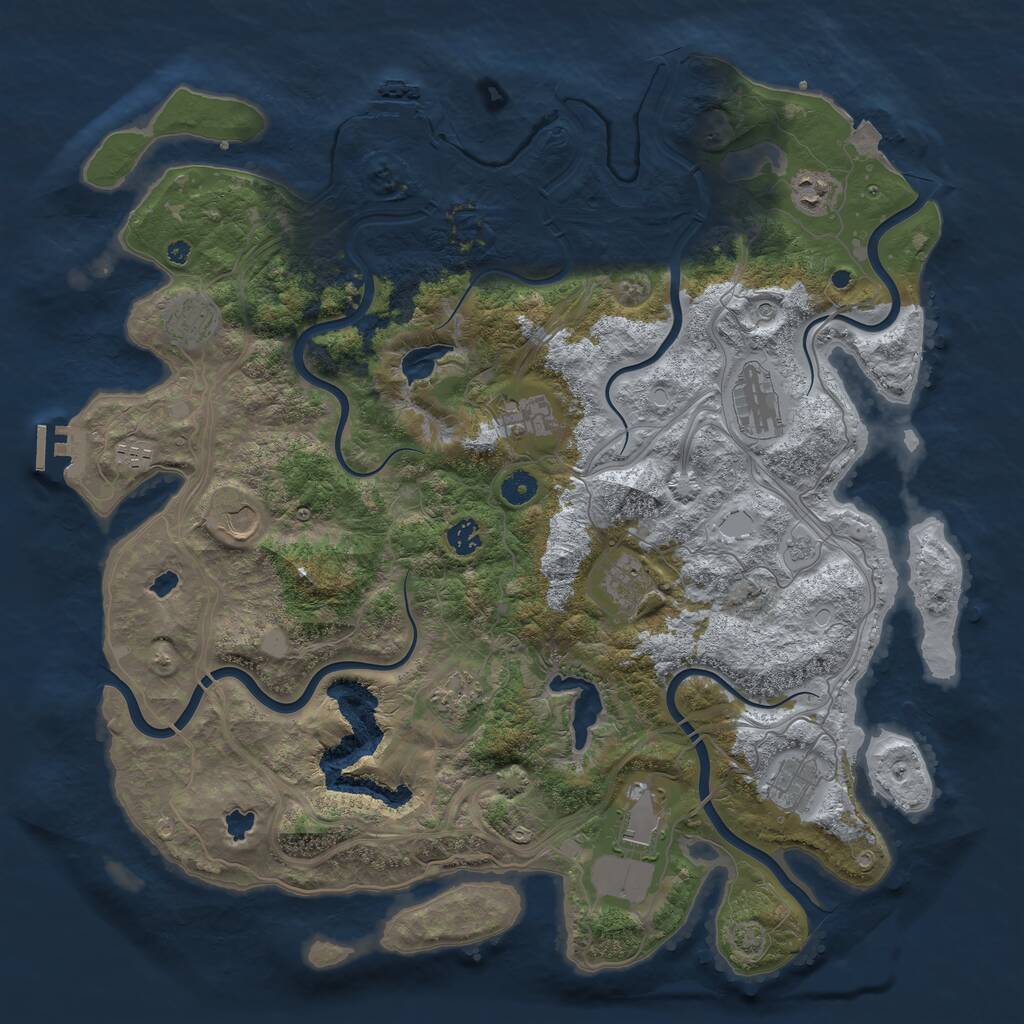 Rust Map: Procedural Map, Size: 4500, Seed: 739698437, 17 Monuments