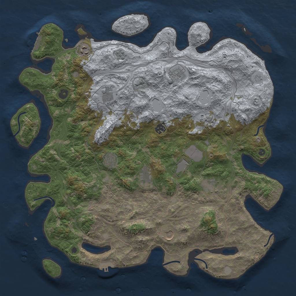 Rust Map: Procedural Map, Size: 4500, Seed: 308916583, 20 Monuments