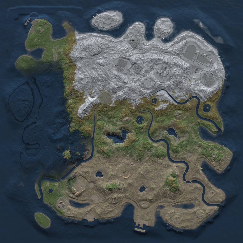 Rust Map: Procedural Map, Size: 4500, Seed: 308916583, 16 Monuments