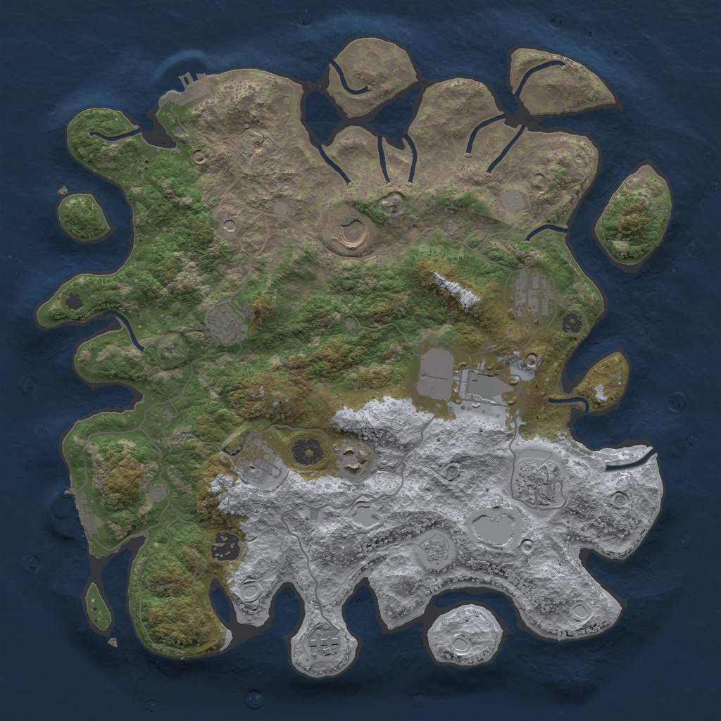 Rust Map: Procedural Map, Size: 3700, Seed: 1012023001, 18 Monuments