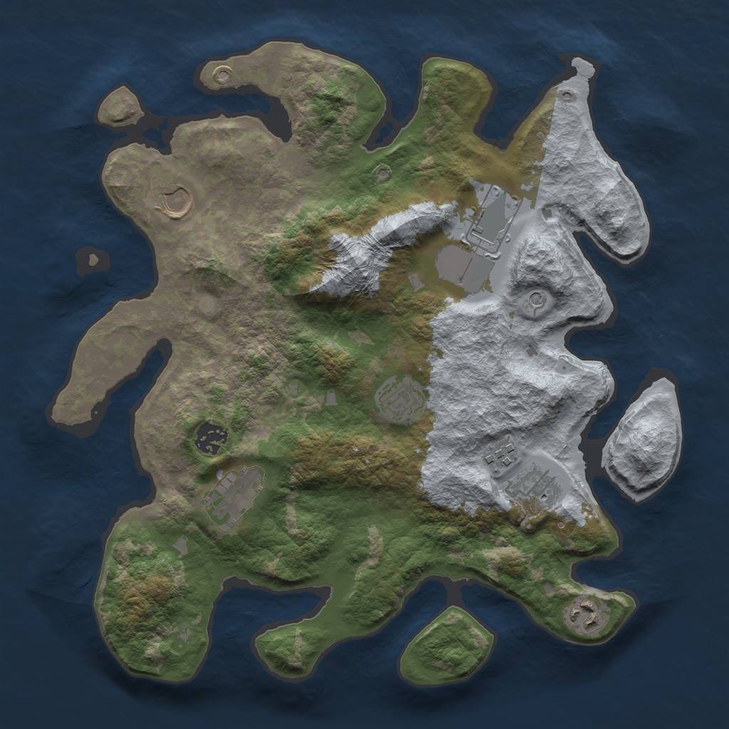 Rust Map: Barren, Size: 3500, Seed: 5111, 11 Monuments