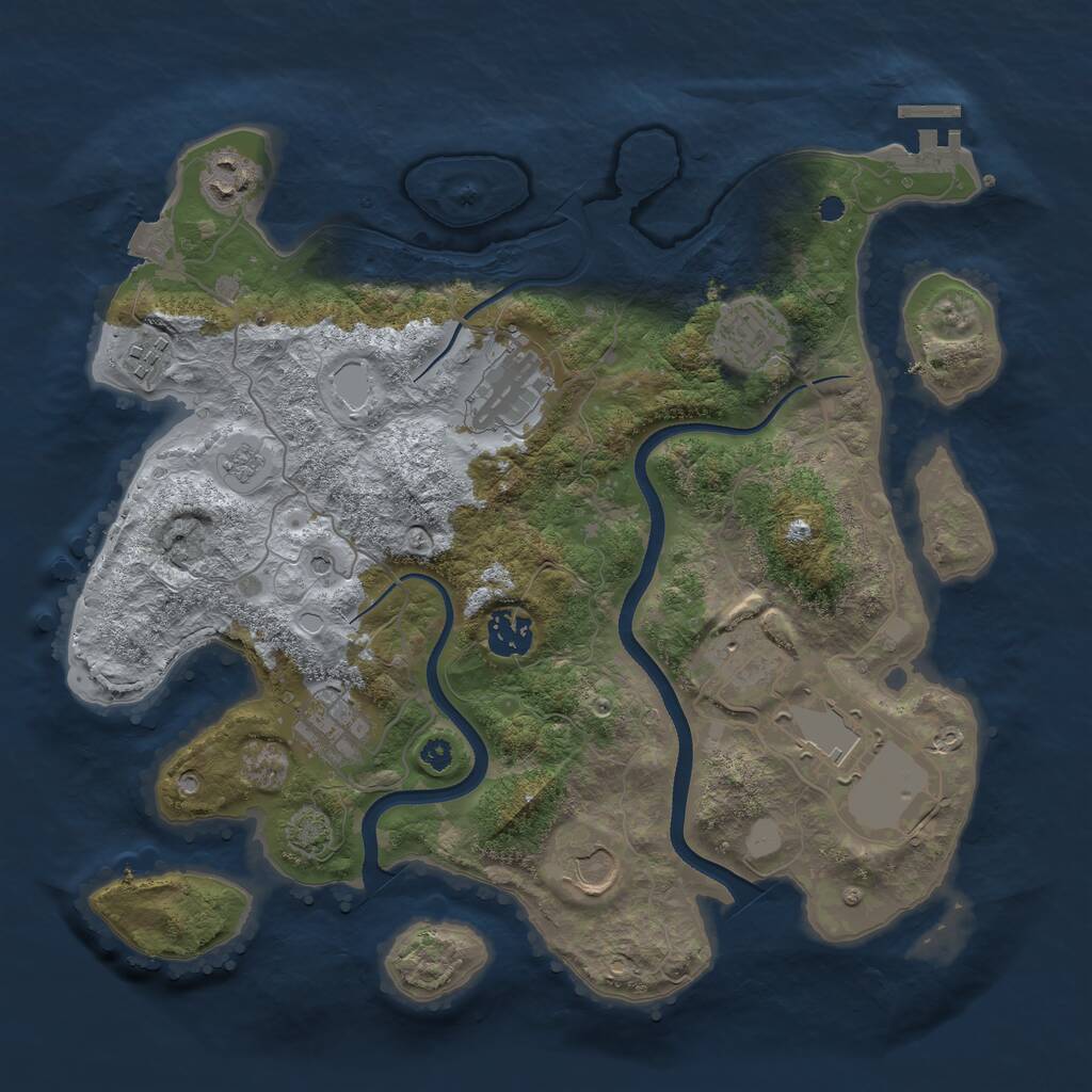 Rust Map: Procedural Map, Size: 3500, Seed: 215440269, 14 Monuments