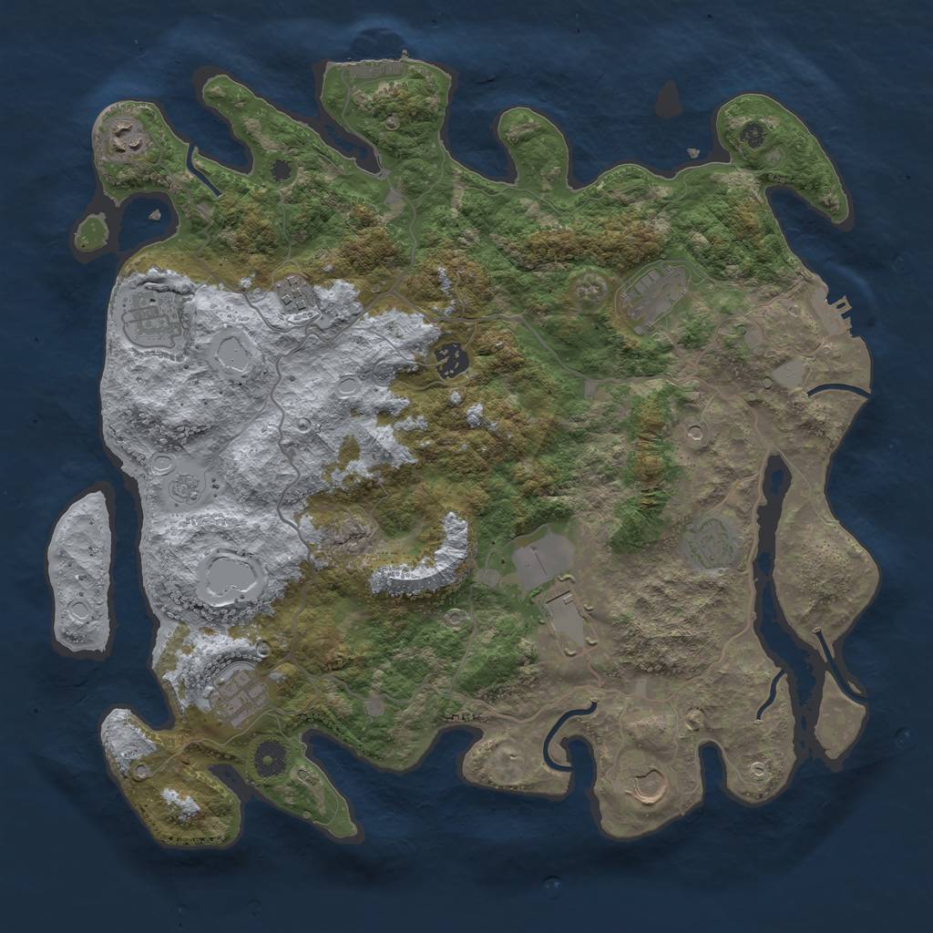 Rust Map: Procedural Map, Size: 4000, Seed: 10293, 16 Monuments