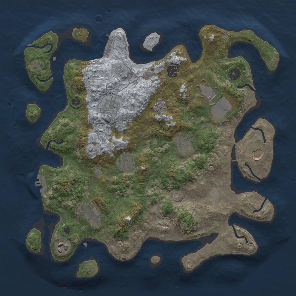 Rust Map: Procedural Map, Size: 3700, Seed: 446555320, 18 Monuments