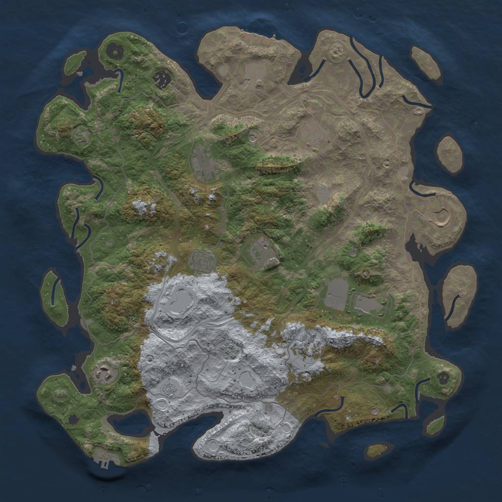 Rust Map: Procedural Map, Size: 4250, Seed: 1098248474, 20 Monuments