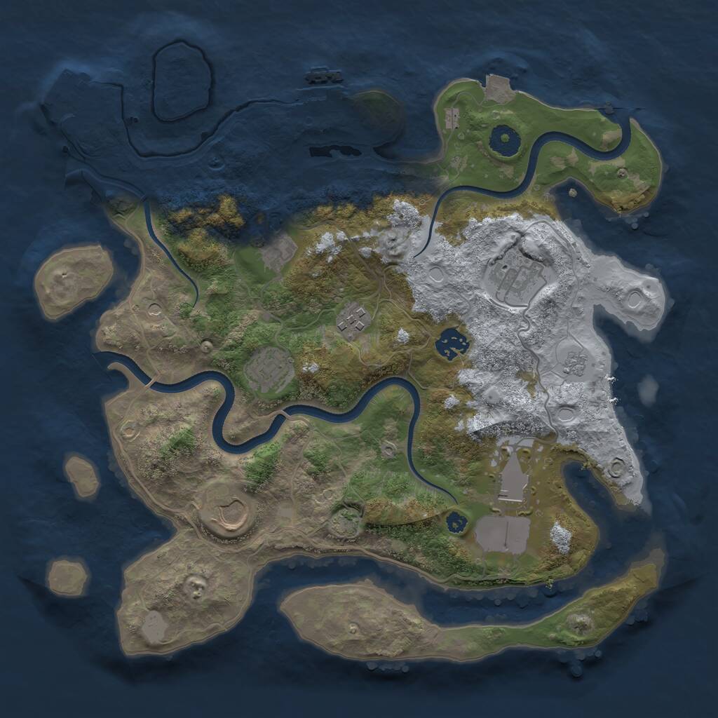 Rust Map: Procedural Map, Size: 3500, Seed: 3915425, 13 Monuments