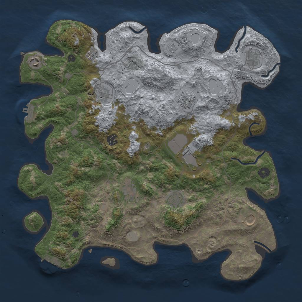 Rust Map: Procedural Map, Size: 4000, Seed: 1251224956, 19 Monuments