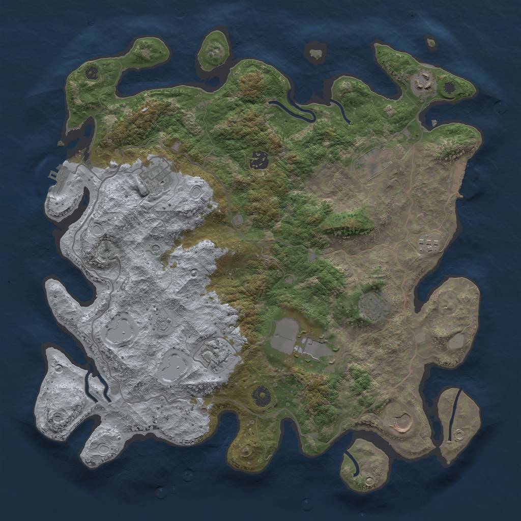 Rust Map: Procedural Map, Size: 4000, Seed: 91301122, 18 Monuments