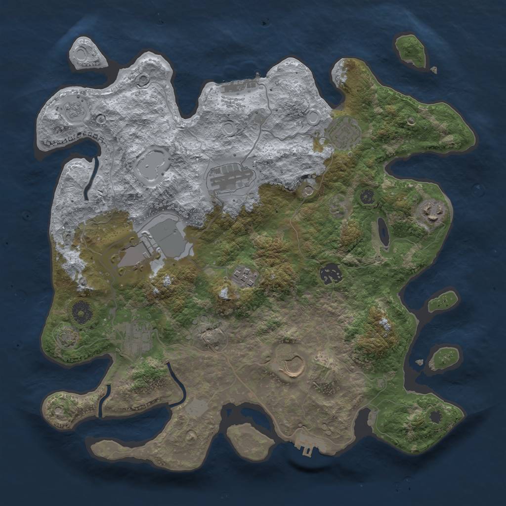 Rust Map: Procedural Map, Size: 3500, Seed: 1898586536, 16 Monuments