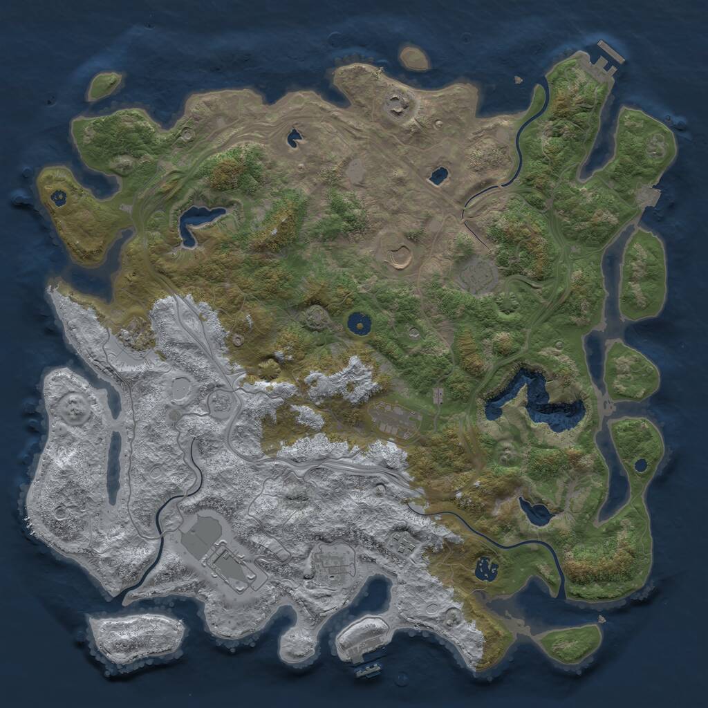 Rust Map: Procedural Map, Size: 4500, Seed: 48530, 15 Monuments