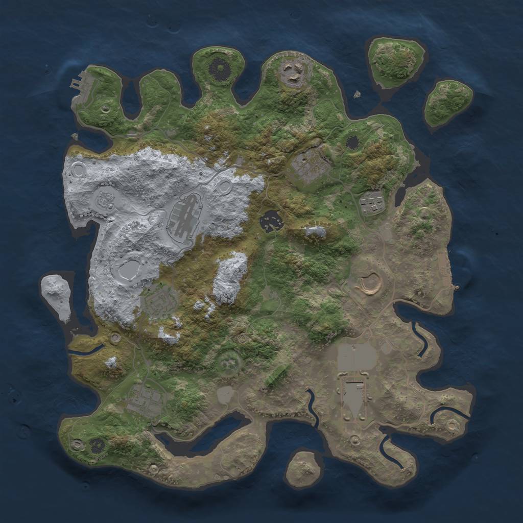 Rust Map: Procedural Map, Size: 3500, Seed: 2001040840, 17 Monuments