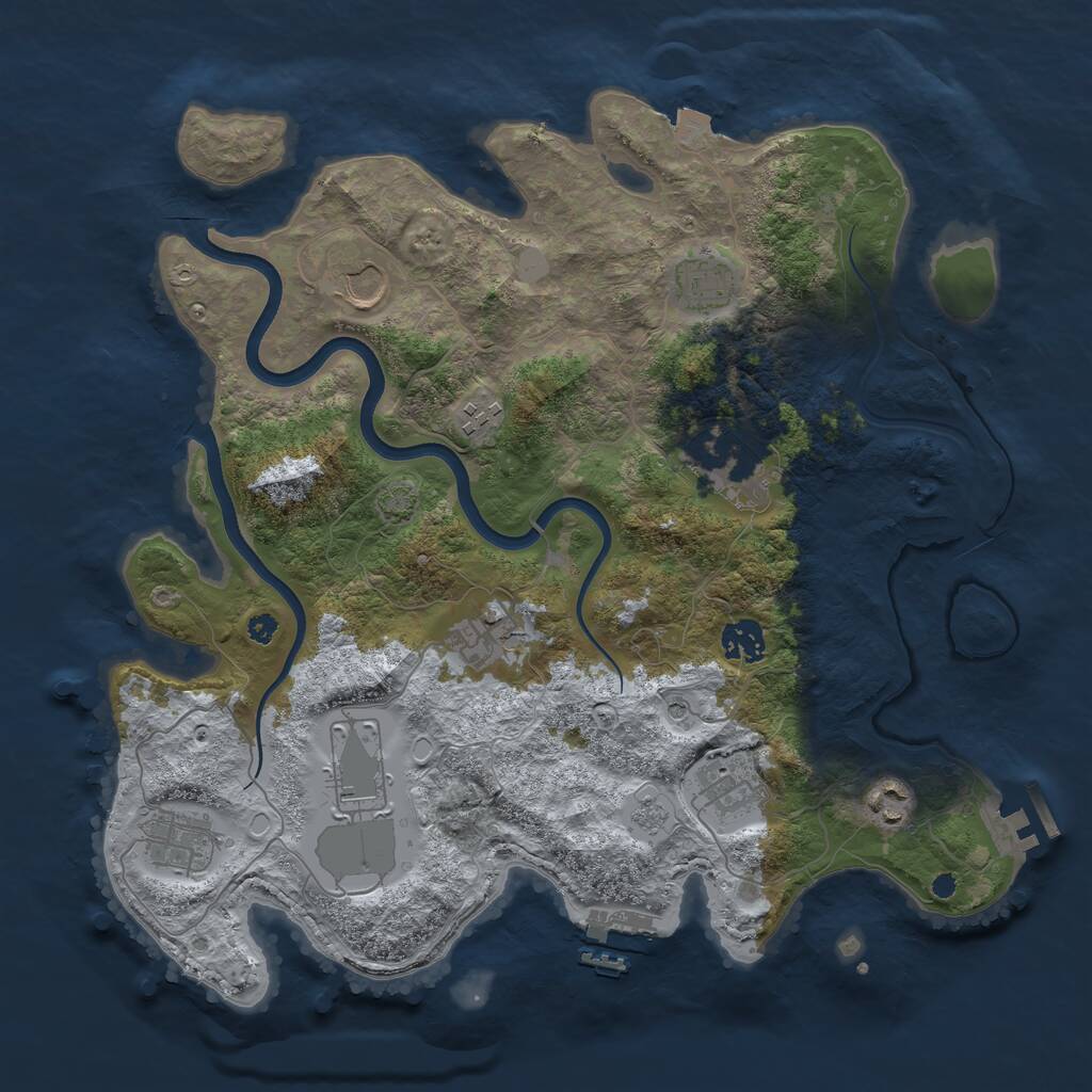 Rust Map: Procedural Map, Size: 3700, Seed: 161, 16 Monuments