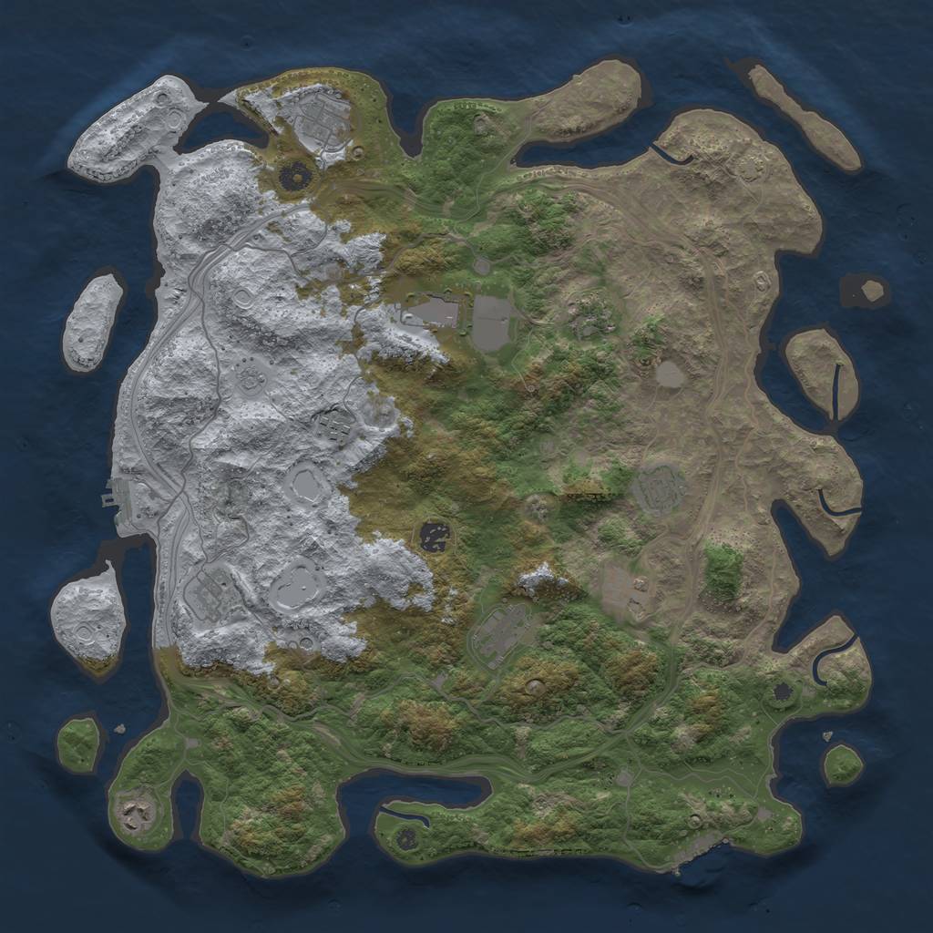 Rust Map: Procedural Map, Size: 4500, Seed: 1101859697, 18 Monuments