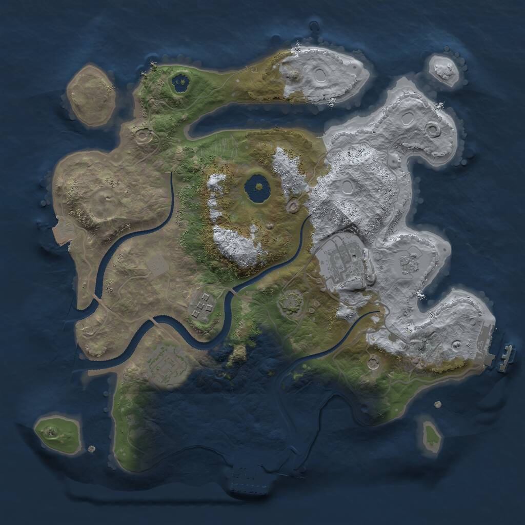 Rust Map: Procedural Map, Size: 3000, Seed: 676335, 9 Monuments