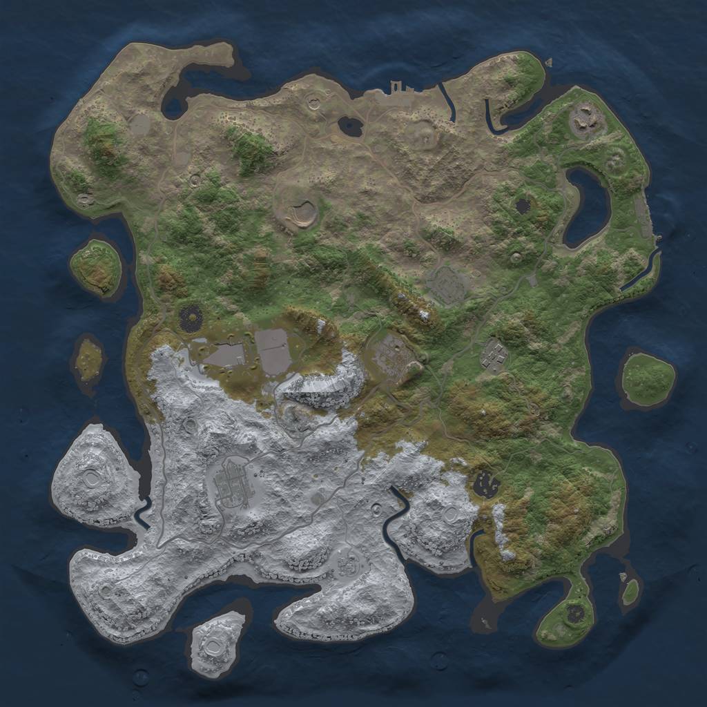 Rust Map: Procedural Map, Size: 4000, Seed: 625558, 17 Monuments