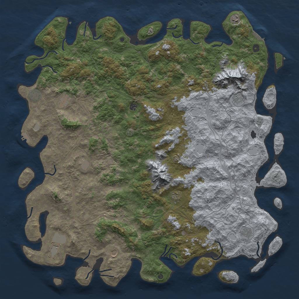 Rust Map: Procedural Map, Size: 6000, Seed: 521372, 20 Monuments