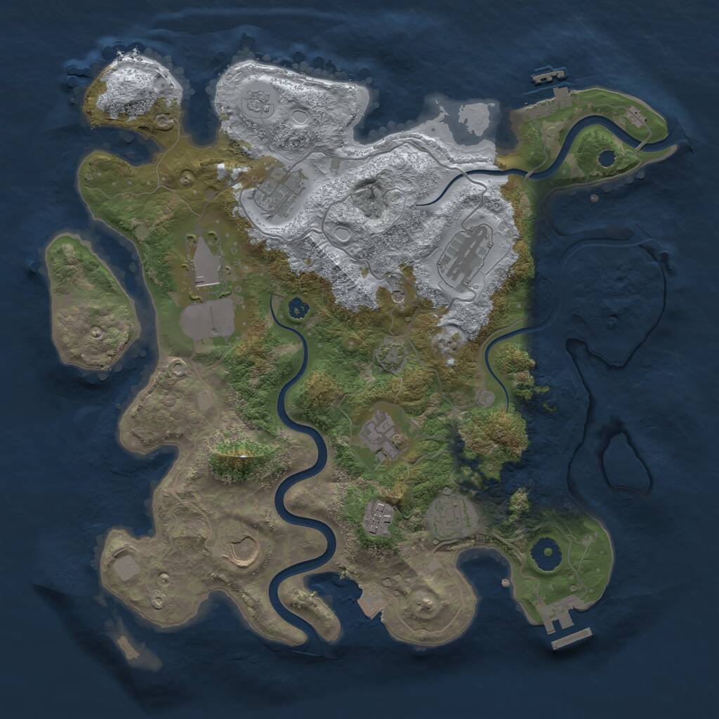 Rust Map: Procedural Map, Size: 3500, Seed: 1919546838, 13 Monuments