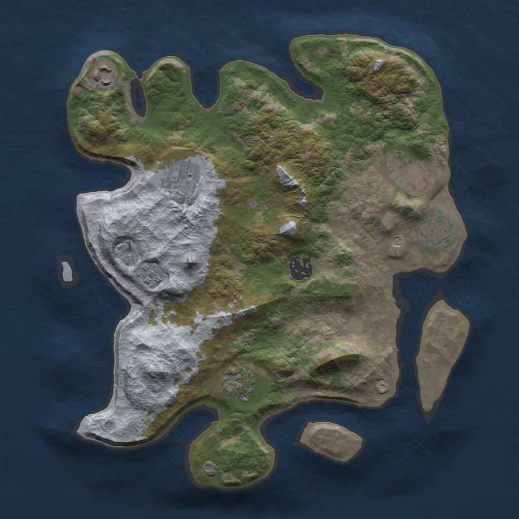 Rust Map: Barren, Size: 3300, Seed: 67167281, 10 Monuments