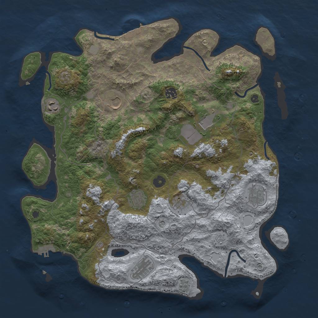 Rust Map: Procedural Map, Size: 4000, Seed: 198744144, 18 Monuments