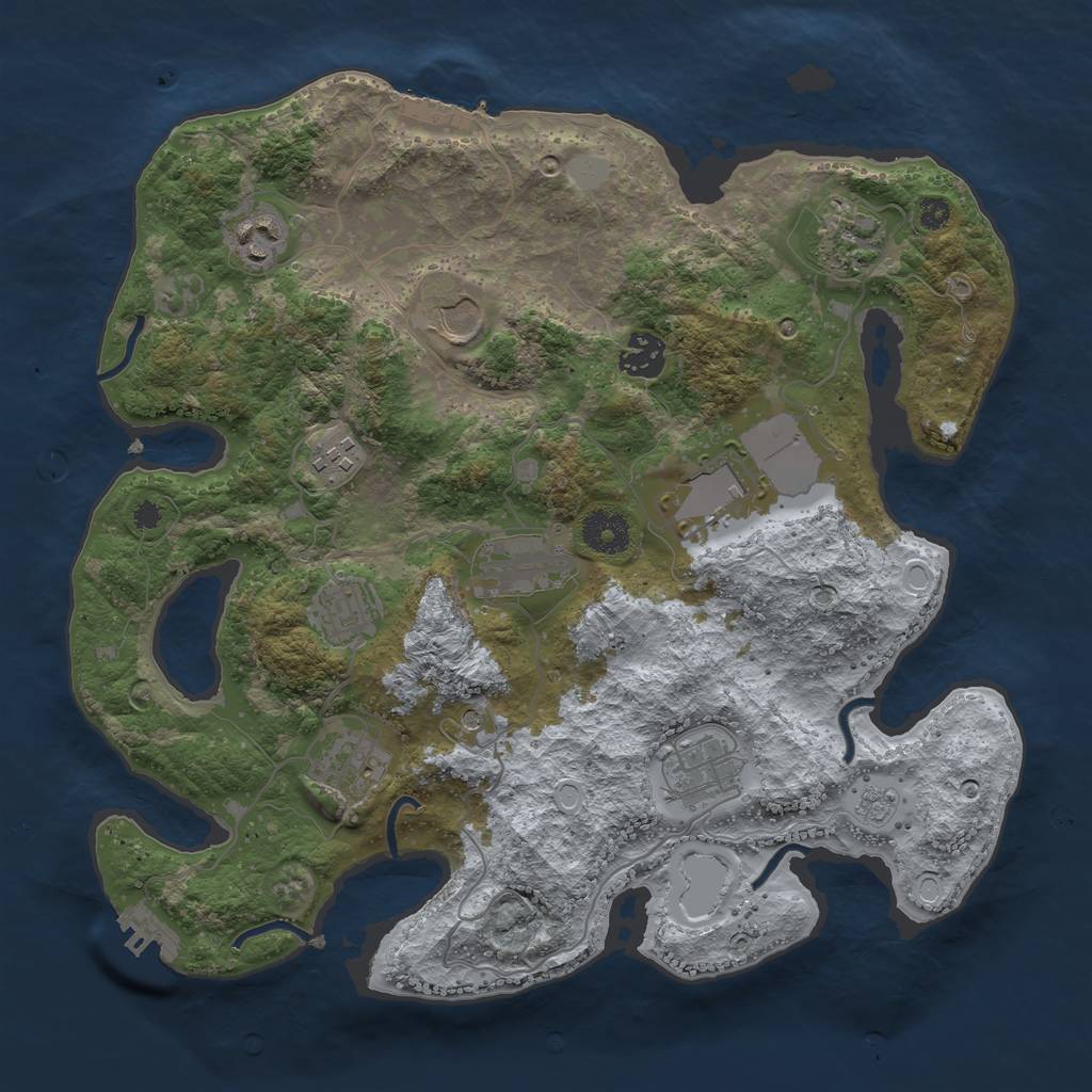 Rust Map: Procedural Map, Size: 3500, Seed: 801403350, 19 Monuments