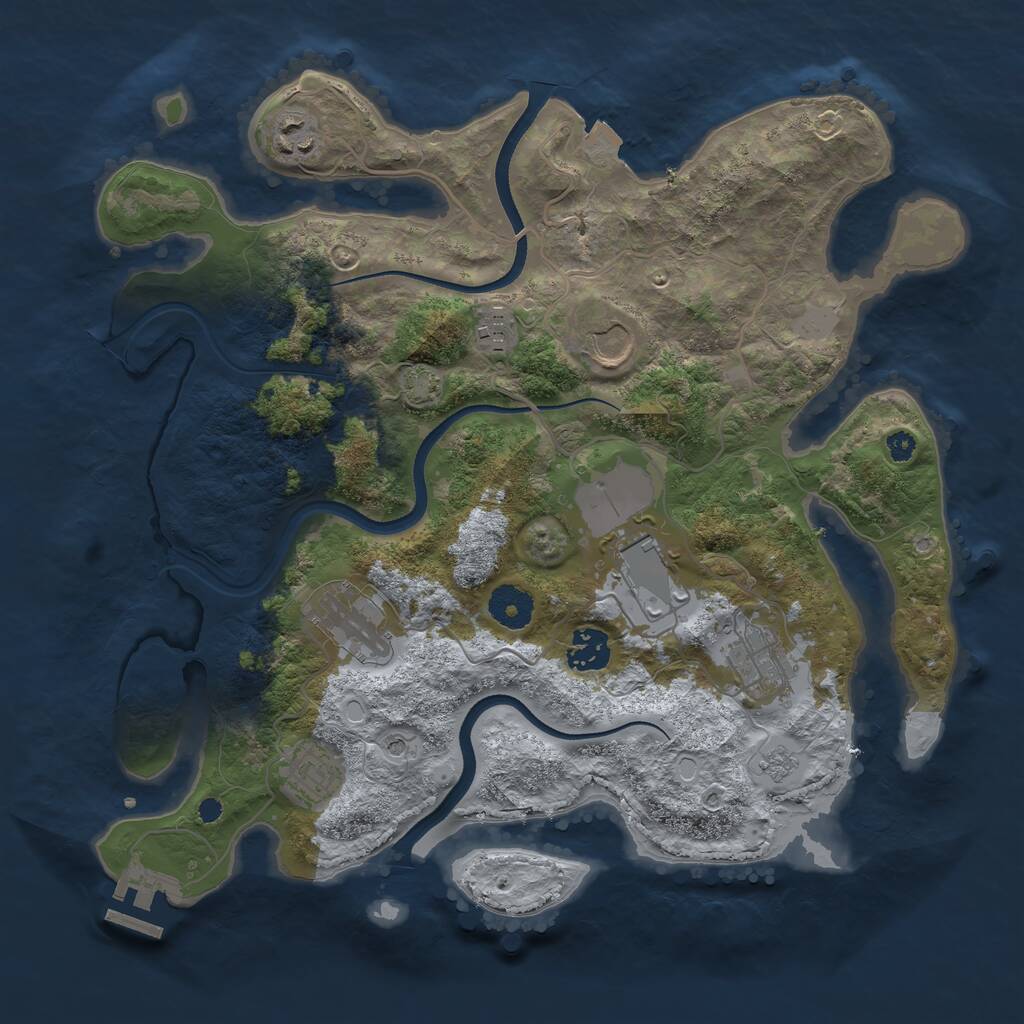 Rust Map: Procedural Map, Size: 3500, Seed: 47988348, 13 Monuments