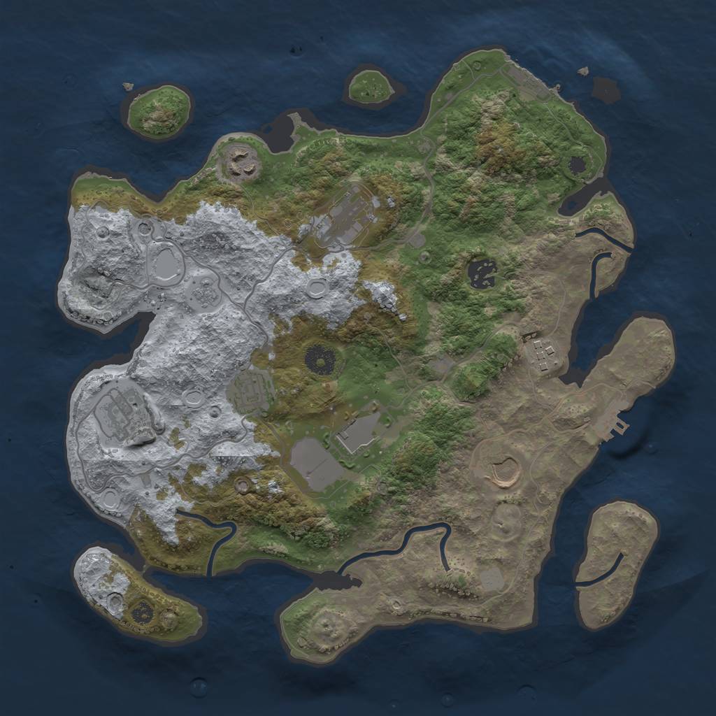 Rust Map: Procedural Map, Size: 3500, Seed: 4706550, 17 Monuments