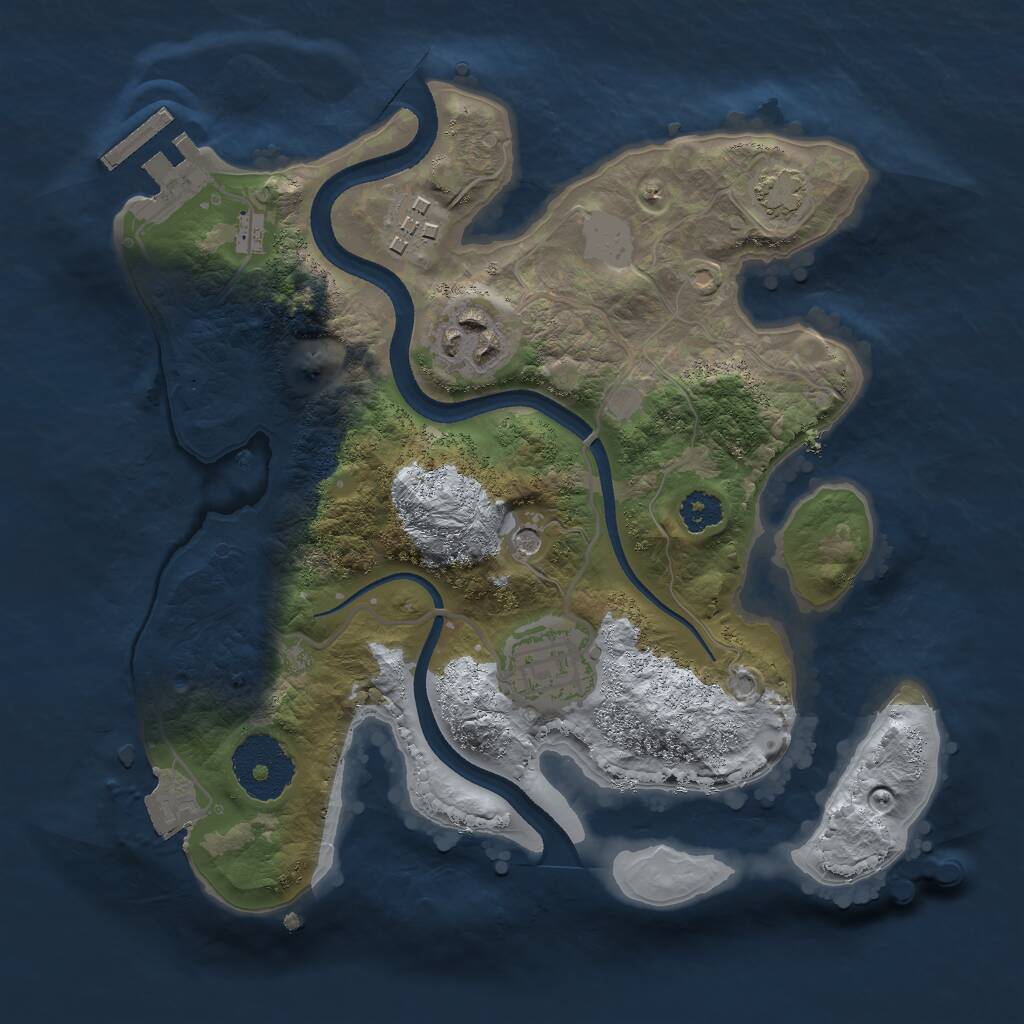 Rust Map: Procedural Map, Size: 2500, Seed: 957463, 7 Monuments