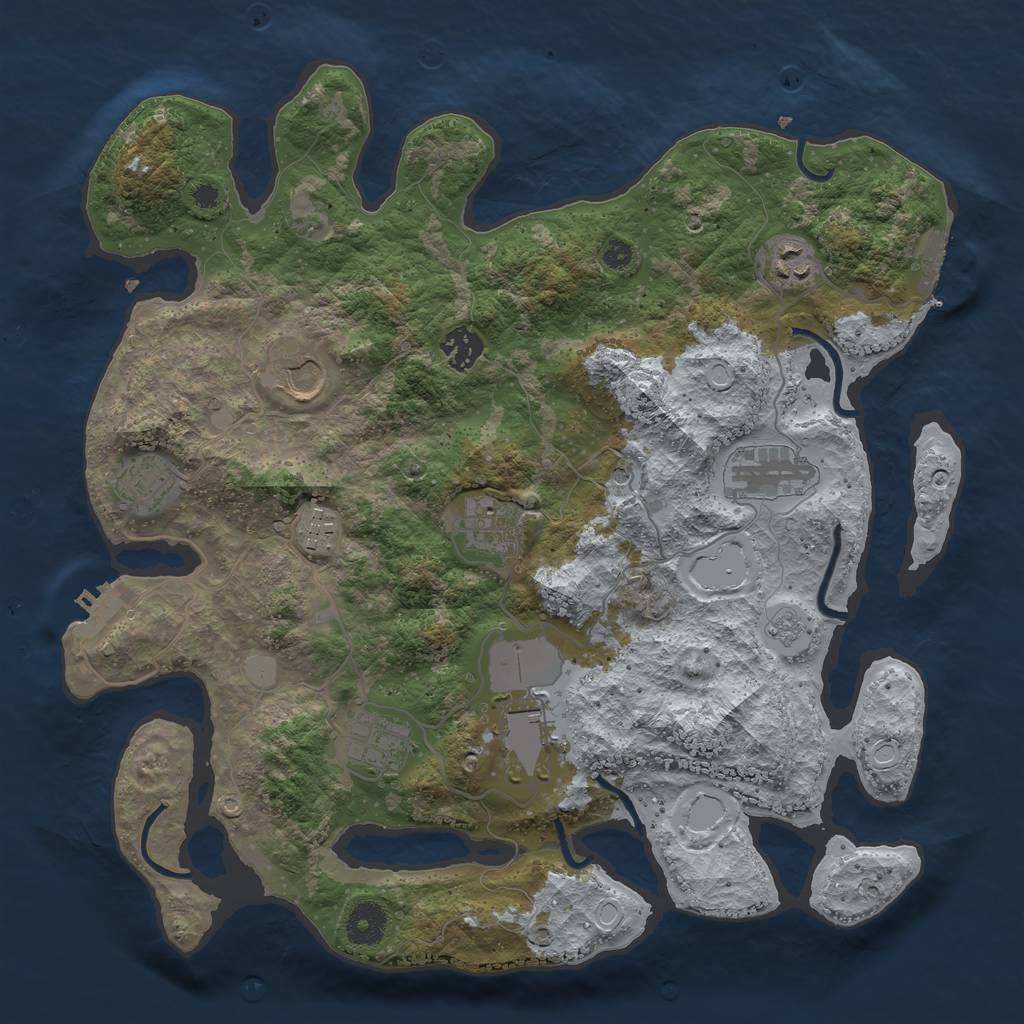 Rust Map: Procedural Map, Size: 3700, Seed: 2137382643, 18 Monuments