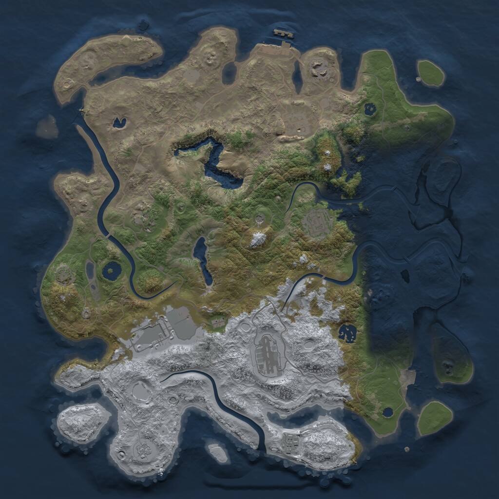 Rust Map: Procedural Map, Size: 4000, Seed: 1006564864, 13 Monuments