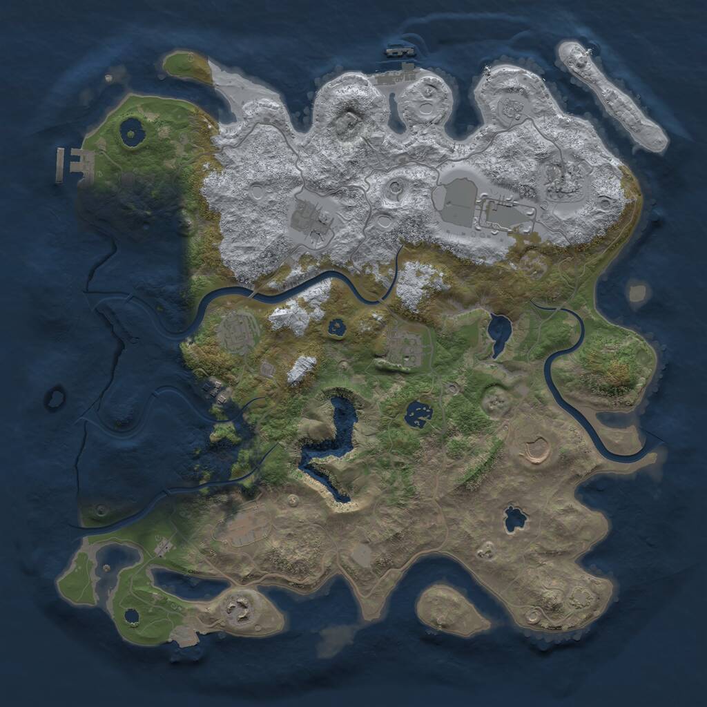 Rust Map: Procedural Map, Size: 4000, Seed: 1992419393, 16 Monuments