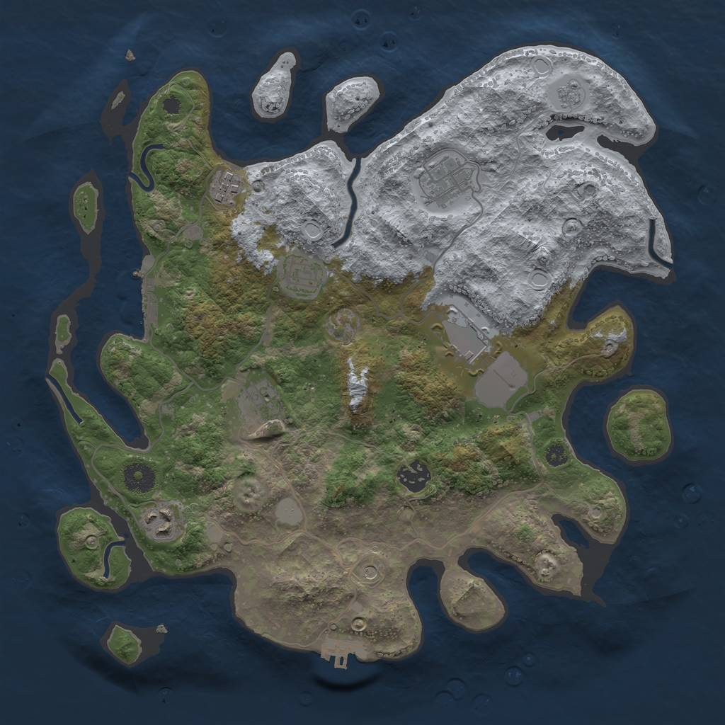 Rust Map: Procedural Map, Size: 3500, Seed: 26952511, 16 Monuments
