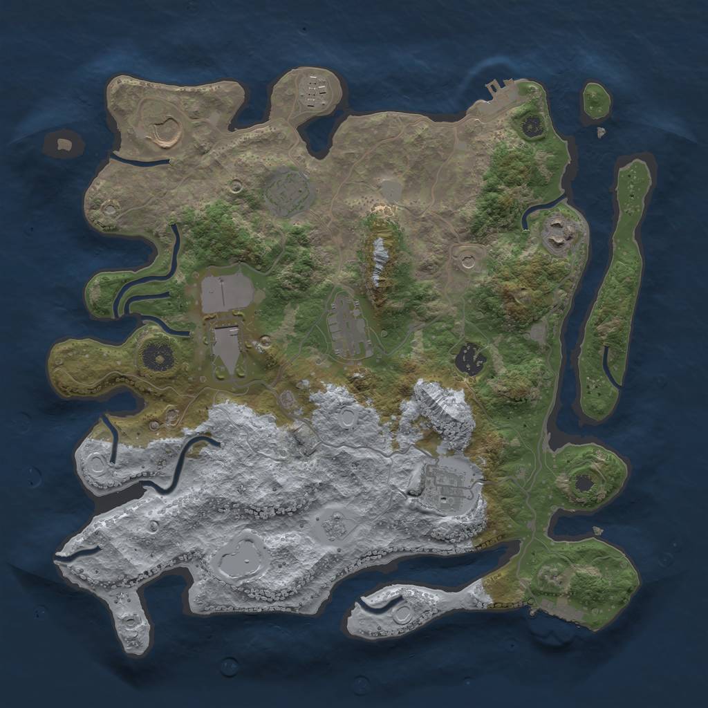 Rust Map: Procedural Map, Size: 3500, Seed: 79744670, 17 Monuments