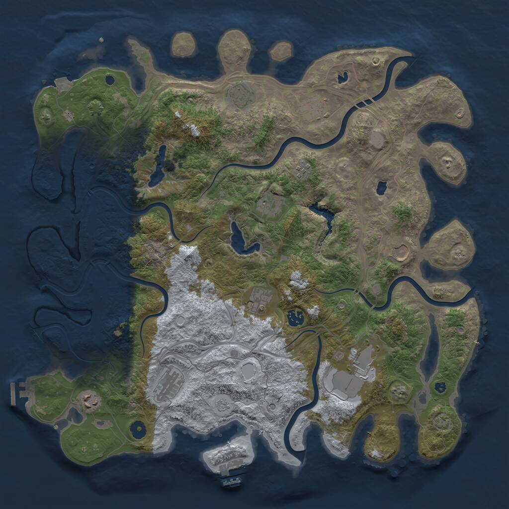 Rust Map: Procedural Map, Size: 4500, Seed: 1285207765, 16 Monuments