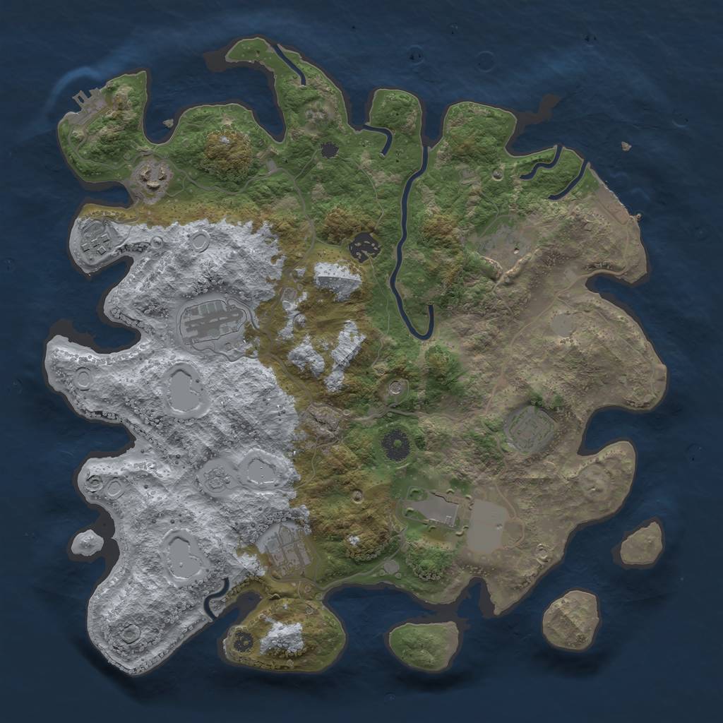 Rust Map: Procedural Map, Size: 3700, Seed: 83463455, 15 Monuments