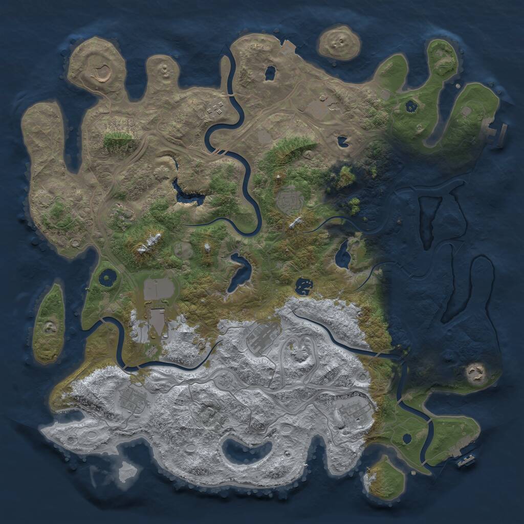 Rust Map: Procedural Map, Size: 4500, Seed: 24895647, 17 Monuments