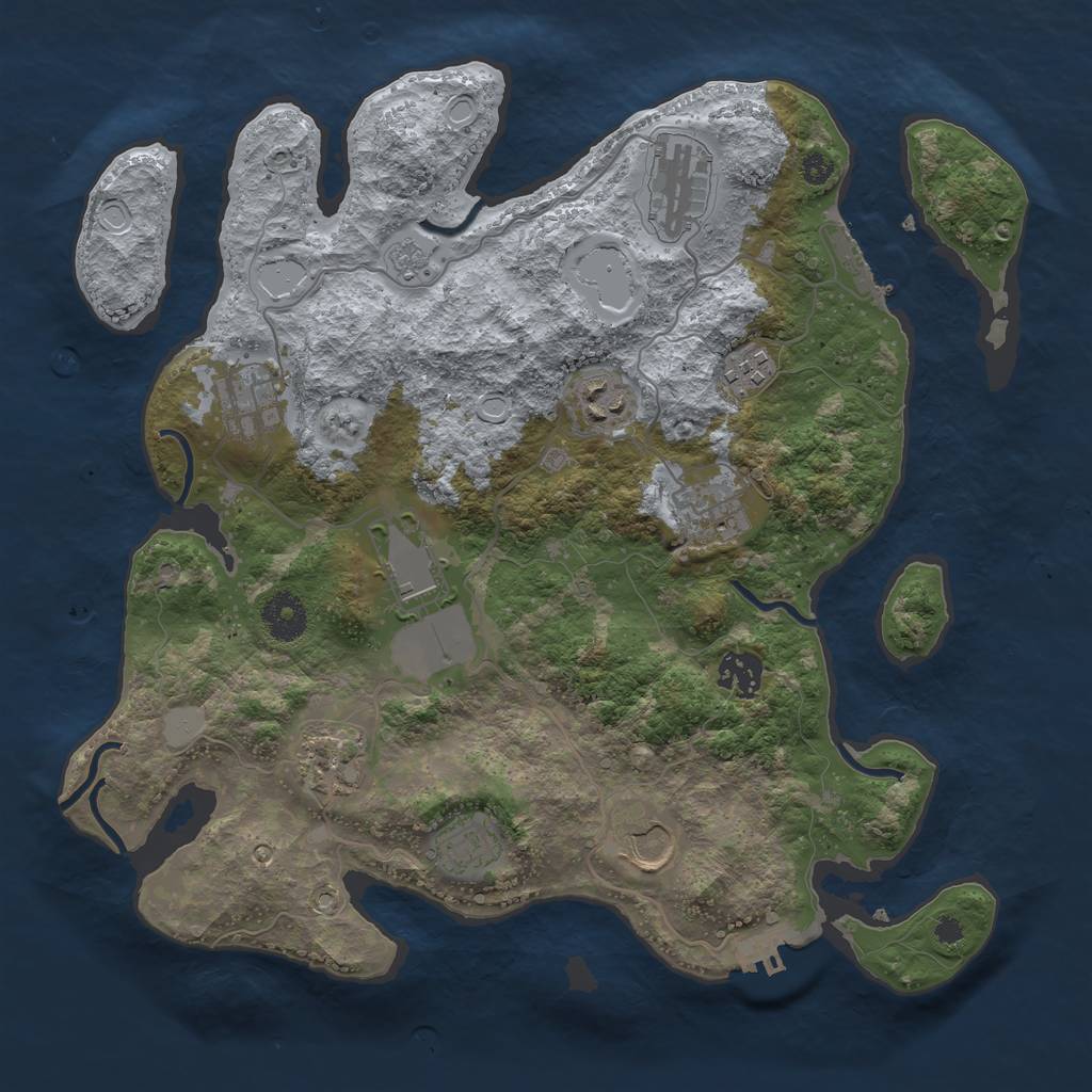 Rust Map: Procedural Map, Size: 3500, Seed: 6660666, 18 Monuments