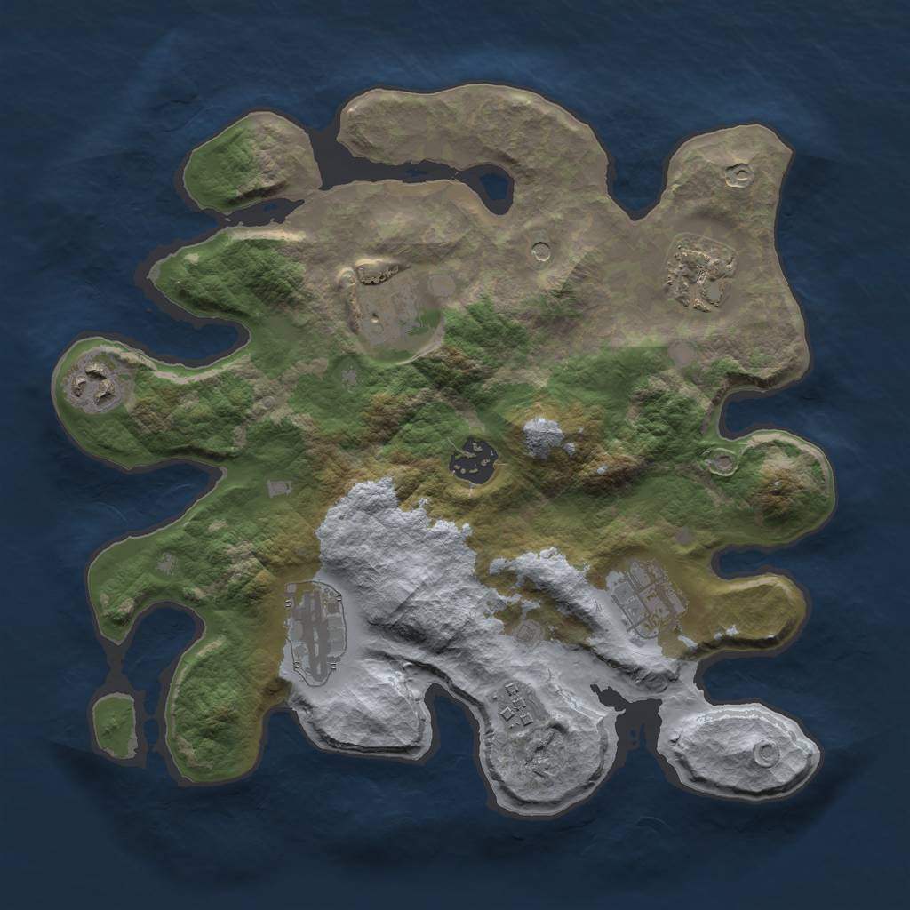 Rust Map: Barren, Size: 3000, Seed: 1175108974, 10 Monuments