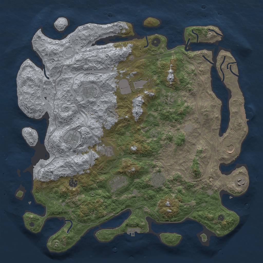 Rust Map: Procedural Map, Size: 4500, Seed: 2316, 18 Monuments